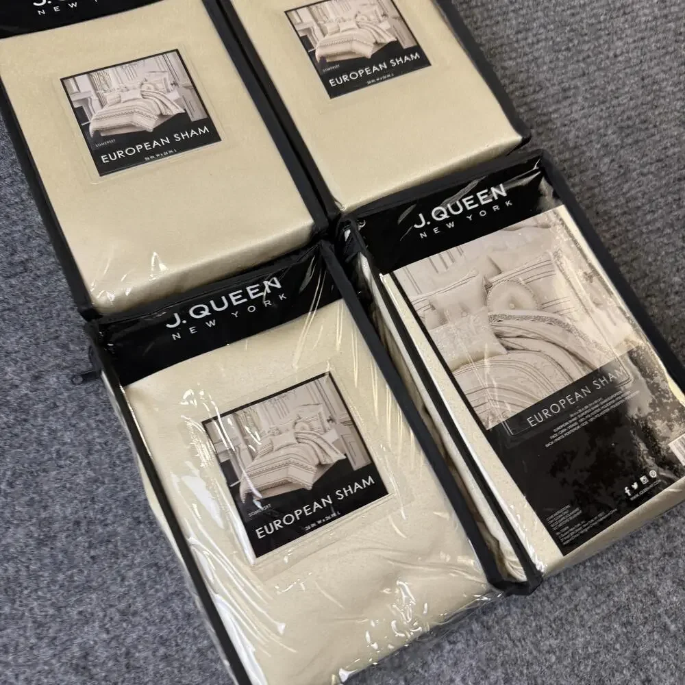 J Queen New York European Sham 26x26 Beige Gold Somerset Lot of 4 Pillow Cover
